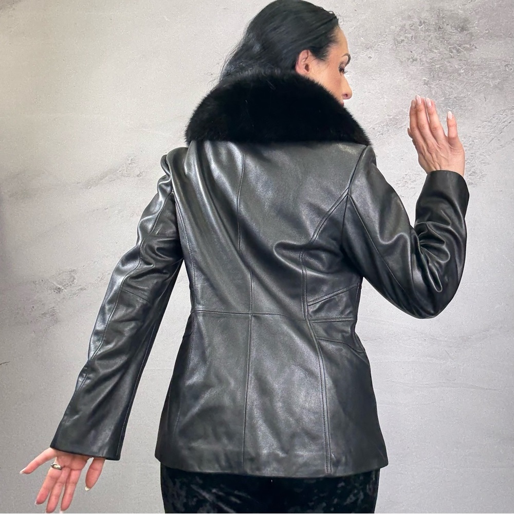 Preston & York Black Leather Jacket Timeless Design - Picture 4 of 6